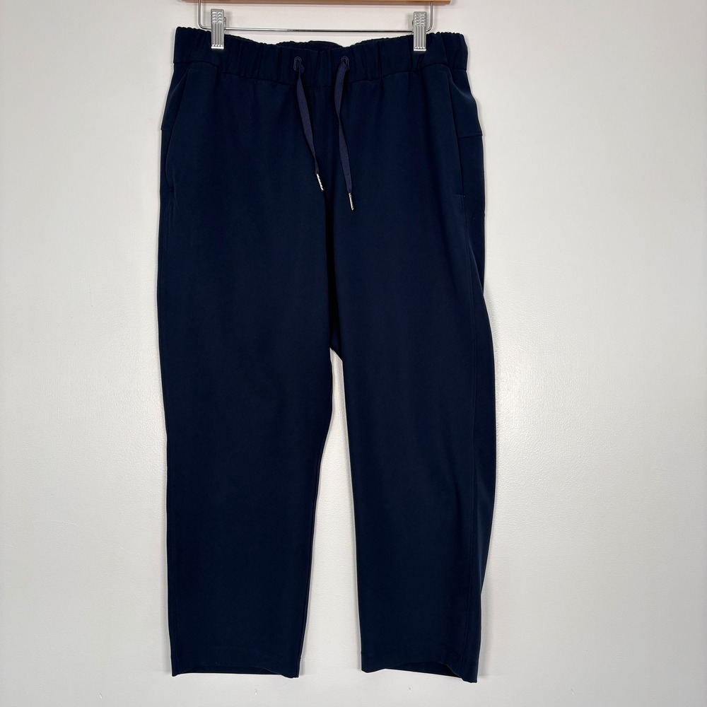 Lululemon Women Pants Size 8 Navy Blue On the Fly Crop Jogger Drawstring Pilling